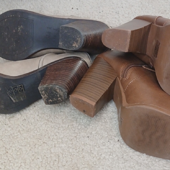 Stylish Tan and Cream Ankle Boots - Picture 8 of 8